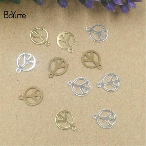 BoYuTe 200Pcs 8*10MM Metal Brass Scrapbooking Stamping Plate Filigree Peace Charms for Jewelry Making