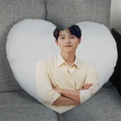 Singer Song Joong Ki Pillow Case Heart Shaped Zipper Pillow Cover Satin Soft No Fade Pillow Cases Home Textile Decorative