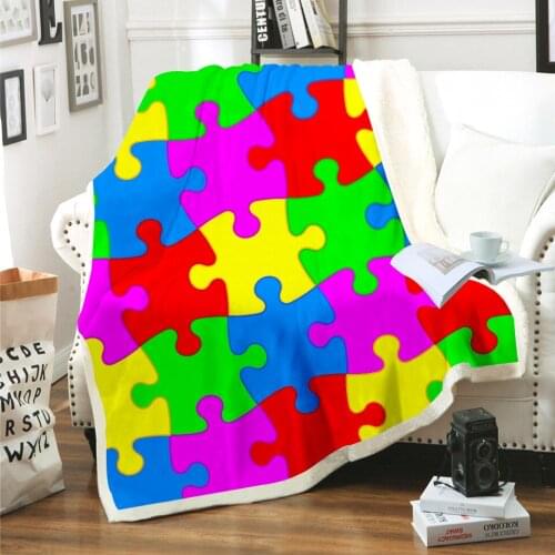 Kids Anime Building block pattern 3D Blanket Fleece Cartoon Art Print Children Warm Bed Throw Blanket newborn bayby Blanket
