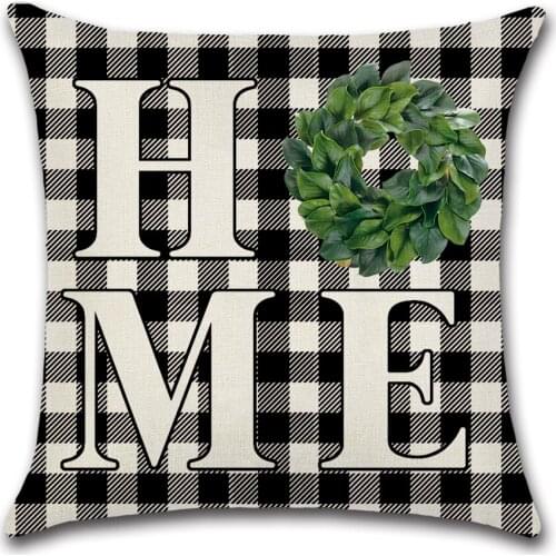 HOME And Love Plaid Proverbs Cover Cushion Mudcloth Pillow Cover Single-Sided Digital Printing