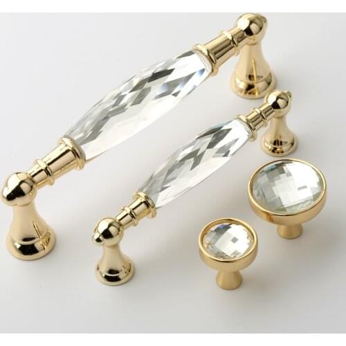 96 128mm k9 crystal kitchen cabinet wine cabinet door handle gold silver drawer tv table dresser knob 5" modern fashion deluxe
