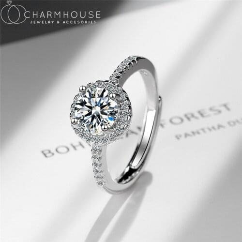 Pure Silver Engagement Rings For Women Cubic Zirconia Finger Ring Adjustable Anillo Mujer Bague Femme Wedding Jewelry Accesories