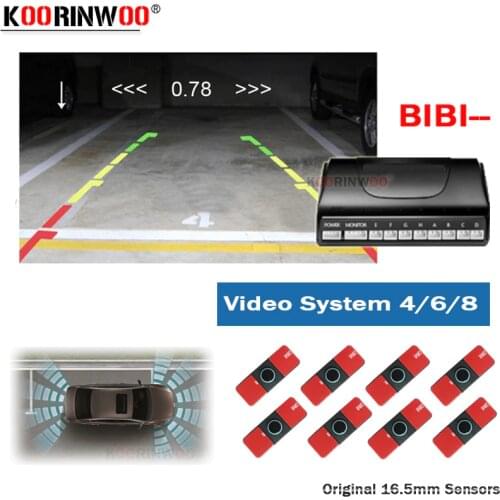 Koorinwoo Original Flat 16.5MM Radars Car Parking Sensors 8/6/4 Black/white Metal Bumper Reverse Alarm Blind Parkmaster jalousie