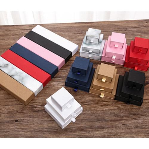 Solid Color Drawer Paper Box for Packaging Earring Jewlery Gift Cardboard Boxes DIY Craft Jewelry Display Storage Packing Box
