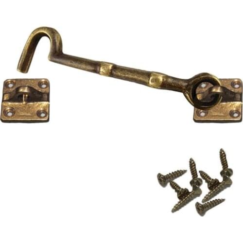 Door hatch hook, heavy duty antique brass shed door hook and eye door lock, sliding and double door