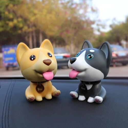Creative Cute Pvc Puppy Doll Shaking His Head Shape Anime Simulation Dog Car Interior Collector Home Figurine Toy