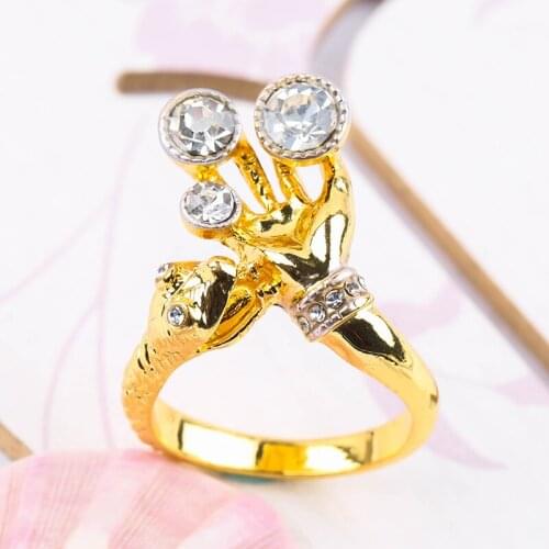 Fashion Two Tone Snake Attack Hand Ring Creative Gold Plated White Stone Rings For Men Women Punk Gothic Party Jewelry B4M935