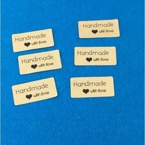 Fashion 1200PCS/Lot Kraft rectangle Printed above"Handmade with LOVE"Sticker Labels Adhesive Stickers DIY For Box/gift/envelope