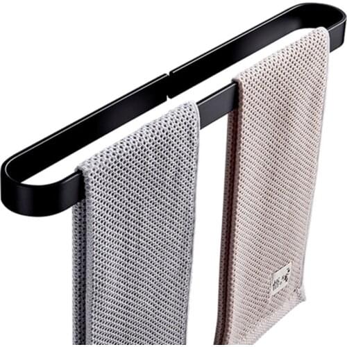 Wall Mounted Towel Rack Space Aluminum Black Towel Rail Bar Holder for Bathroom and Kitchen banheiro robinet Shelf Rail