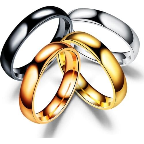 New simple and refreshing inner and outer spherical smooth surface 4mm/6mmm wide stainless steel ring