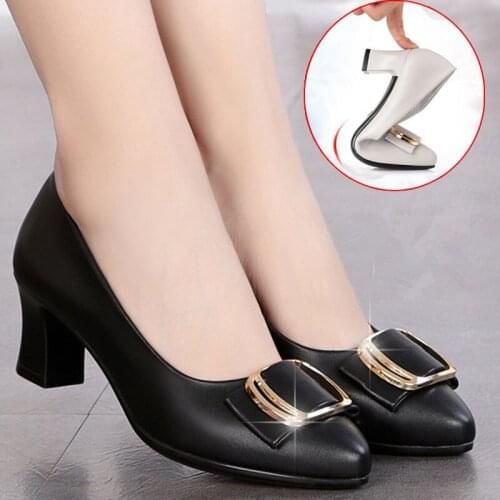 New Plus Size 41 42 Mother Shoes Women Pumps Comfortable Soft Bottom Female Office High Heels Mid Heel Ladies Heels Casual Shoes