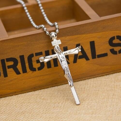 Cross Pendant Necklace for Women,Silver Color Our Lady Jewelry Wholesale Colar Cross Trendy Chain