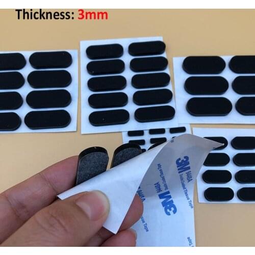 10PCS Thick 3mm Anti-slip Self Adhesive Silicone Rubber Feet Pad Shockproof Oval Mat Protectors For Keyboard Base Cabinet
