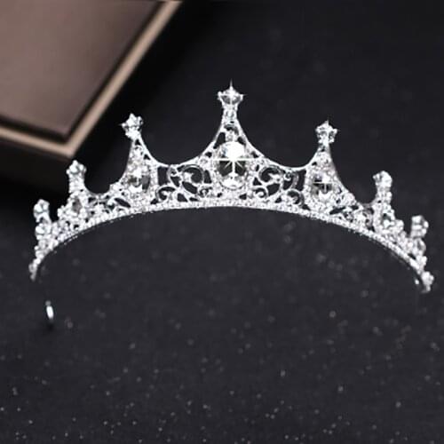 Silver Color Crystal Bride Crown Hollow Geometry Diadem Rhinestone Wedding Tiara Hairband Wedding Jewelry Women Hair Accessories