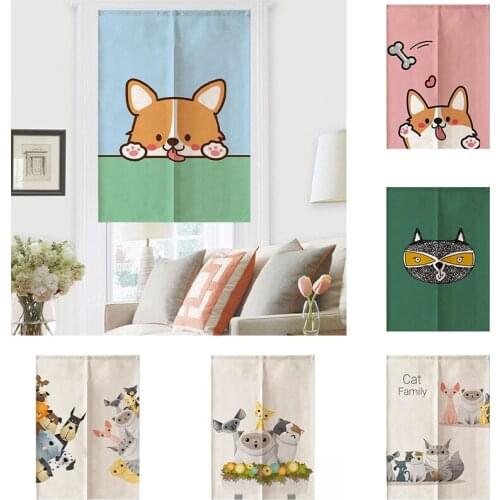 Cute Cartoon Children Room Door Curtain Half Panel Curtain Home Decoration Partition Curtain Blackout Curtain