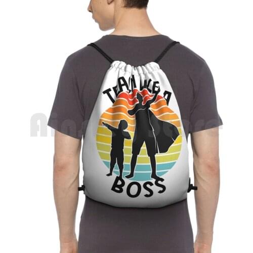 Teach Like Boss. Teacher Gift For The Superhero Efforts To Teach Our Kids Backpack Drawstring Bag Riding Climbing Gym Bag
