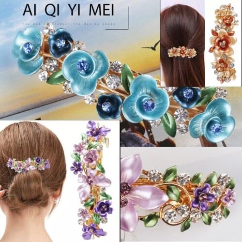 Beautiful Handmade Womens Butterfly Hairpin Painted Flower Hair Accessories Hairpin Automatic Spring Clip Hair Accessories