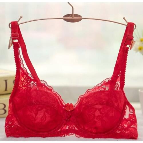 Sexy Push Up Bras For Women Lace Mozhini Three Quarters(3/4 Cup) Sexy Underwire Bow Floral Bras Women Sexy Push Up Bras Big Size