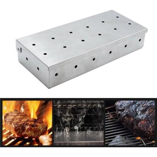 1pc Creative Multifunction Smoker Box Stainless Steel Wood Chip Smoking Box Barbecue Grilling Tools Accessories