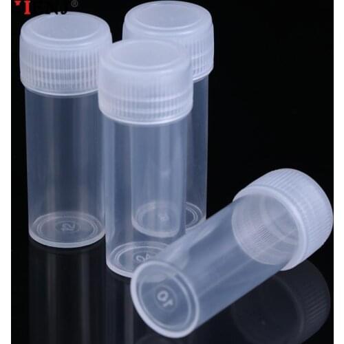 10Pcs 5ml Plastic Test Tubes Vials Sample Container Powder Craft Screw Cap Bottles For Office School Chemistry Supplies