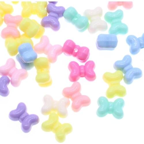CHONGAI 100Pcs Mixed Candy Color Acrylic Bow Beaded DIY Accessories Beads For Jewelry Bracelets Making 10mm
