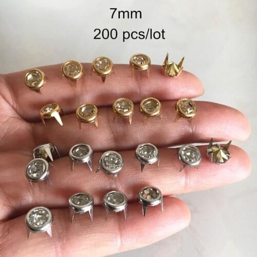200 Round Clear Crystal Faceted Bead Rivet Studs,7mm Silver /gold Base Mounting,Clear Glass Bead,Claw Rivet,DIY Purse,Bags,Shoes