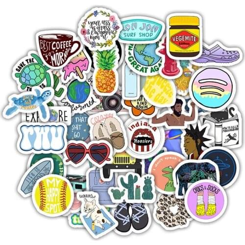 5 Sets=250PCS Cartoon Small Fresh Cute Stickers Mobile Computer Water Cup Helmet Guitar Stickers