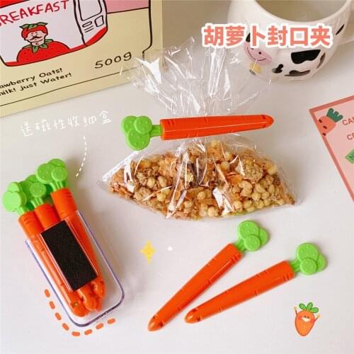 5Pcs/lot Cute Carrot Portable Large Kitchen Storage Food Snack Seal Sealing Bag Clips Sealer Clamp Plastic Tool Kitchen Gadgets