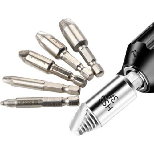 5pcs Home Easy Out Screw Remover Accessories Durable Stripped Broken Drill Bits Breakage Hex Shank Bolt Extractor Woodworking