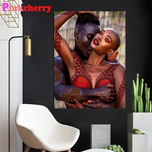 5D DIY Diamond Painting African couple Full Drill Embroidery Beads Cross Stitch Kit Diamond Pictures Rhinestone Decor Needlework