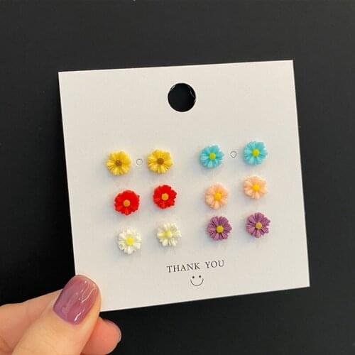 Acrylic Daisy Stud Earrings Flower Multicolor Red Yellow Purple White Resin Cute Elegant Ear Studs Fashion Friends Party Gifts