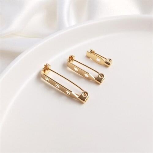 14K Gold Filled Diy Accessories Safety Rotary Blank Brooch With Hole Bottom Hand Corsage Buckle Pin Jewelry Making Supplies