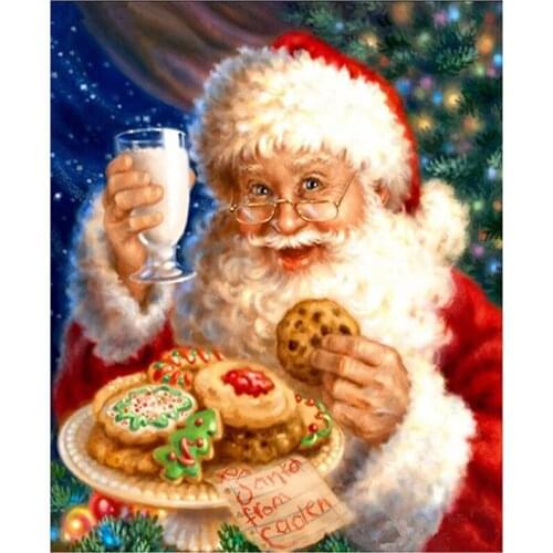 Christmas Cookie Santa Diamond Painting Round Full Drill Portrait DIY Mosaic Embroidery 5D Cross Stitch XN1469
