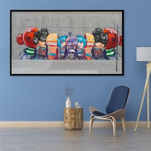 Banksy Robot Family Nursery Funny Posters And Prints Canvas Painting Fine Cuadros Picture For Kids Room Home Decor