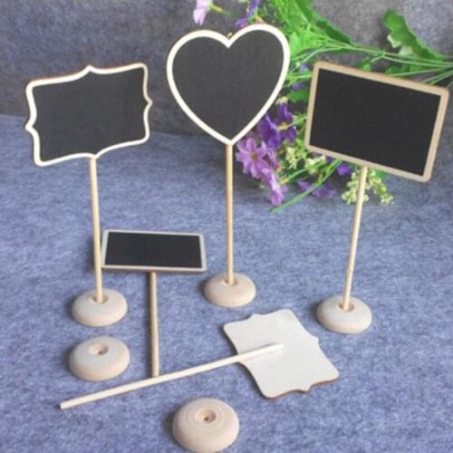 Free shipping three different shapes Mini Wooden Message Blackboard Chalkboard with Stand Wedding Home Office Decor Supplies