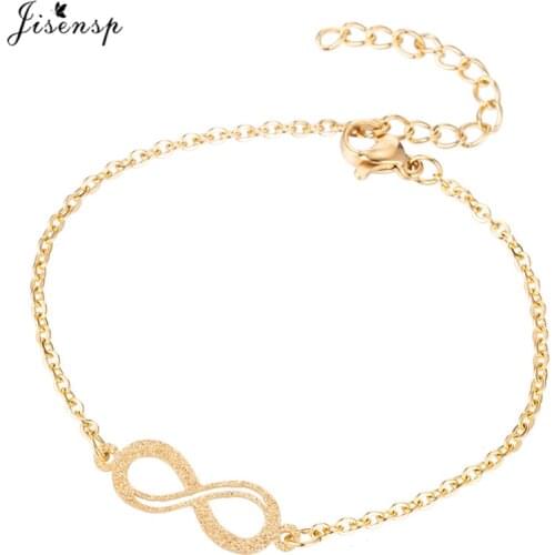 Jisensp Stainless Steel Gold Infinity Charm Bracelets for Girls Fashion Jewelry Chain Link Couple Bracelets & Bangles Bff joyas