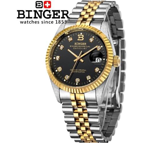 Switzerland BINGER Watch Men Automatic Mechanical Mens Watches Top Brand Luxury Wristwatch Sapphire waterproof reloj hombre 2018
