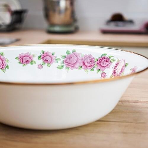 Porcelain enamel basin retro nostalgia wedding basin washbasin sterilized bottle soup dumpling home thicken kitchen sauce pot
