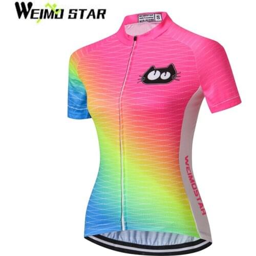 WEIMOSTAR Team Outdoor Sports Womens Ropa Ciclismo Cycling Jersey Bike Short Sleeve Clothing Bicycle Shirts Tops Fluorescence