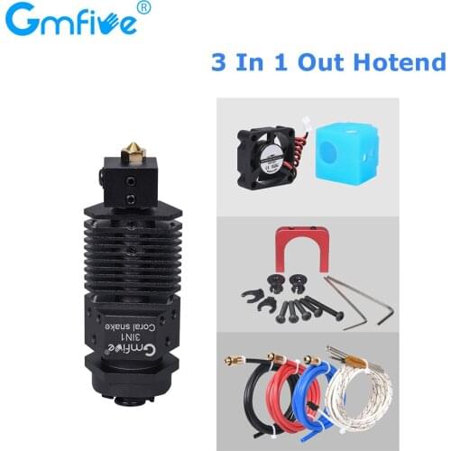 GmFive 3 In 1 Out Hotend Kits Multi Color Bowden Extruder 1.75MM Filament 12V/24V Fan J-Head Hotend For CR10 3D Printer Parts