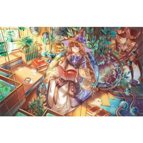 Blue eyes book braids brown hair bunny glasses instocklee paper water witch hat Home Decoration Canvas Poster