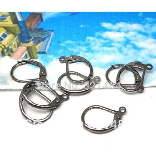Hot Sale 1000pcs Gunmetal black 10x15mm French Leverback earring hooks wires earwires findings