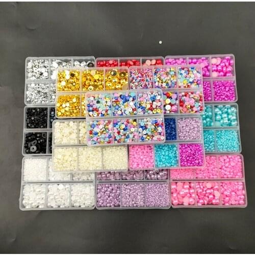 3000pcs/box ABS Imitation Pearls Half Round Flatback Resin Pearl Glue On Rhinestones Beads Nail Art Crafts Diy Decoration