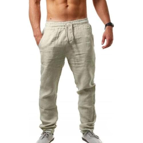 Summer Solid Color Drawstring Lace Pocket Mens Trousers Casual Self-cultivation Daily Home Style All-match Trousers For Man