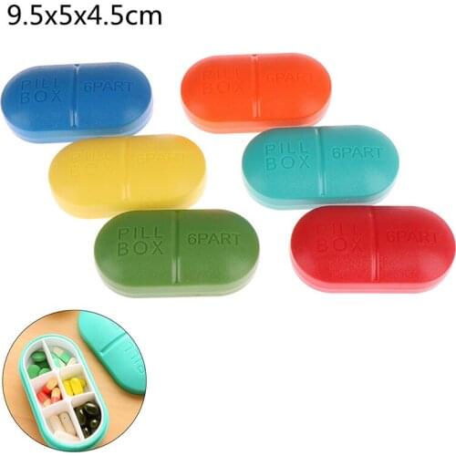 Cute Mini 6Lots Portable Caixa Organizadora Medical Pill Box Drug Medicine Case Organizer Plastic Case Storage Organizer