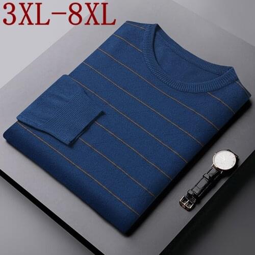 8XL 7XL 6XL Oversized Sweater Men 2021 New Autumn Winter Long Sleeve Striped Mens Christmas Sweaters Male Pullovers Knitwear