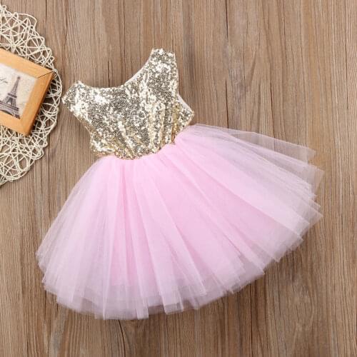 Emmababy Toddler Baby Girl Clothes Fancy Wedding Dress Sleeveless Sequins Party Birthday Baptism Dress For Girl Summer Dresses