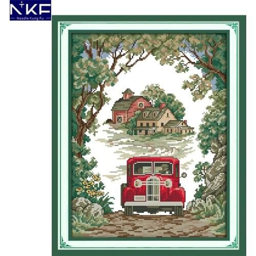 NKF Chinese Cross Stitch Kits Stamped Counted Canvas DIY Embroidery Needlework Forest responders For Home Decoration