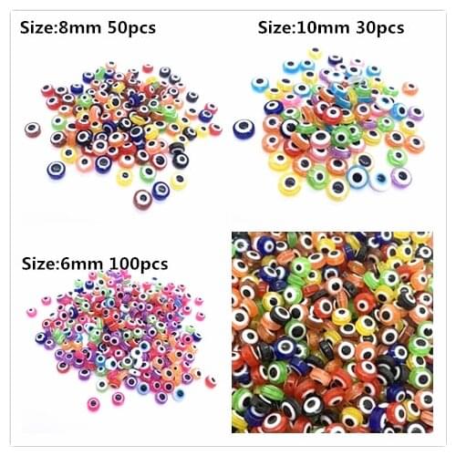 New 6- 8-10mm Oval Shape Beads Evil Eye Beads Stripe Resin Spacer Beads For Jewelry Making Bracelet Necklace Charms