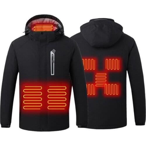 New Arrival Mens Heated Zipper Front Waterproof Hunting Outdoor Riding Jacket with Detachable Hood